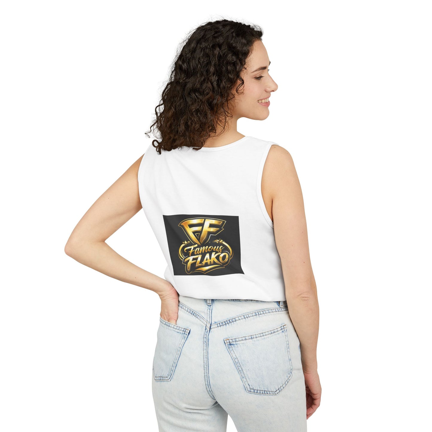 QR Code & Gold Logo Tank Top — Branded Scannable Graphic Tank