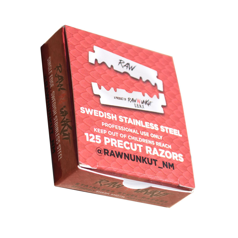 Box of Raw Nunkut razors with red and white design on a white background