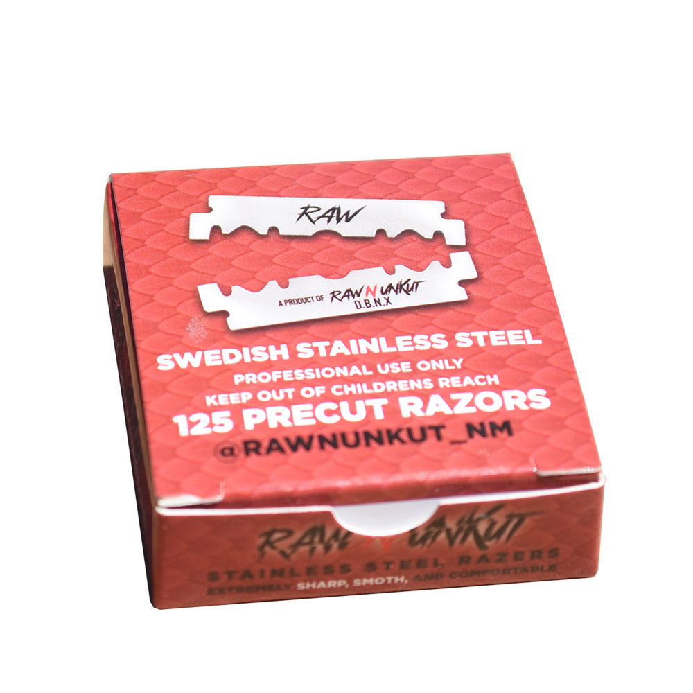 Box of Raw Nunkut razors with red and white design